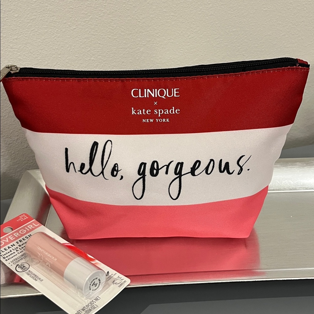 Clinique Red and Pink Cosmetic Bag